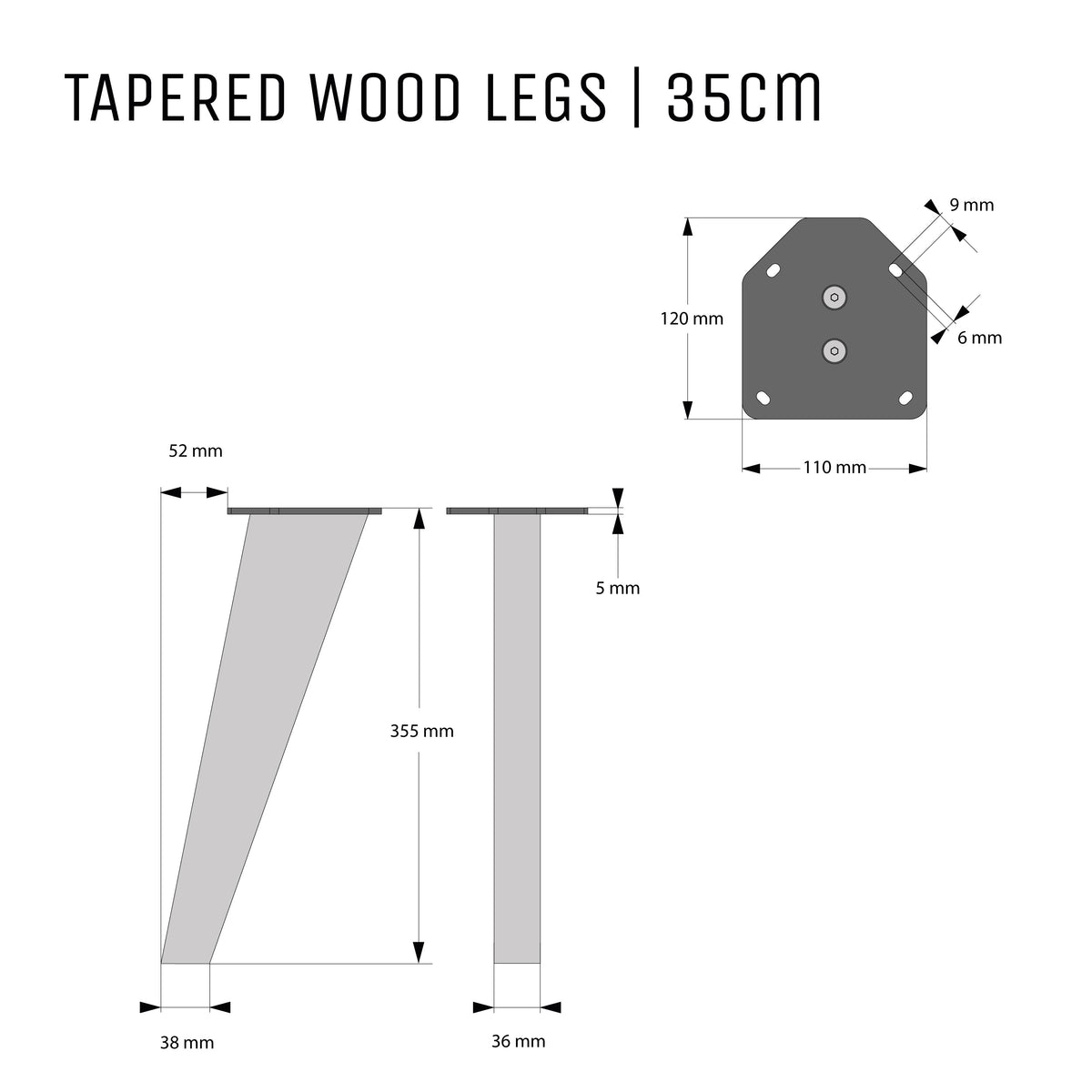 Tapered Oak Table Legs