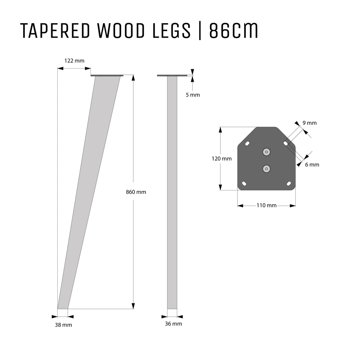 Tapered Oak Table Legs
