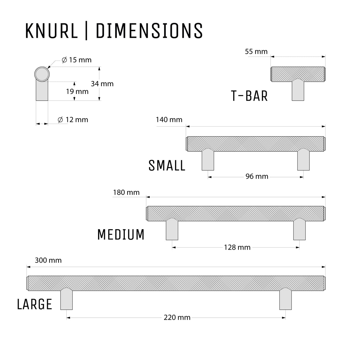 Knurl 15mm Pull Handle